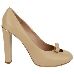 CHLOE SHOES BOW DETAIL BEIGE LEATHER PUMPS HIGH HEEL sz 41 US 10.5
